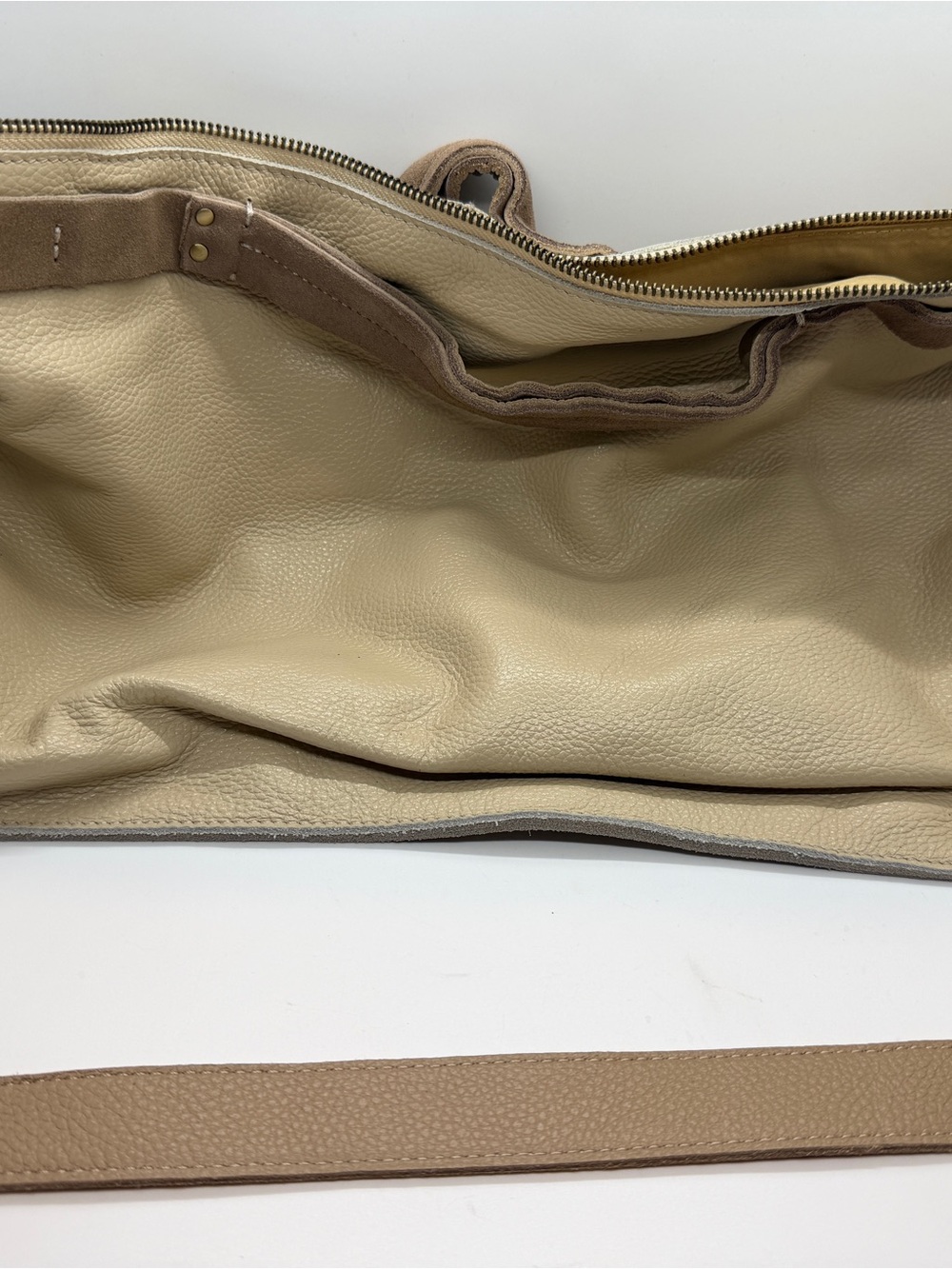 Jo Beige and Taupe Leather Tote